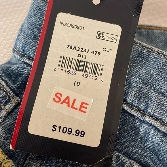 Tommy Hilfiger women’s jeans 10 cropped trend embroider blue red logo new denim - Picture 6 of 9